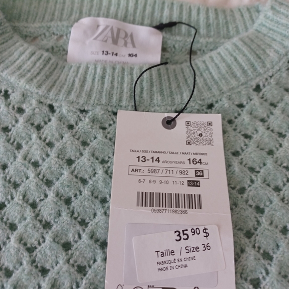 Zara sweater, girl's size 13-14 - Picture 2 of 3